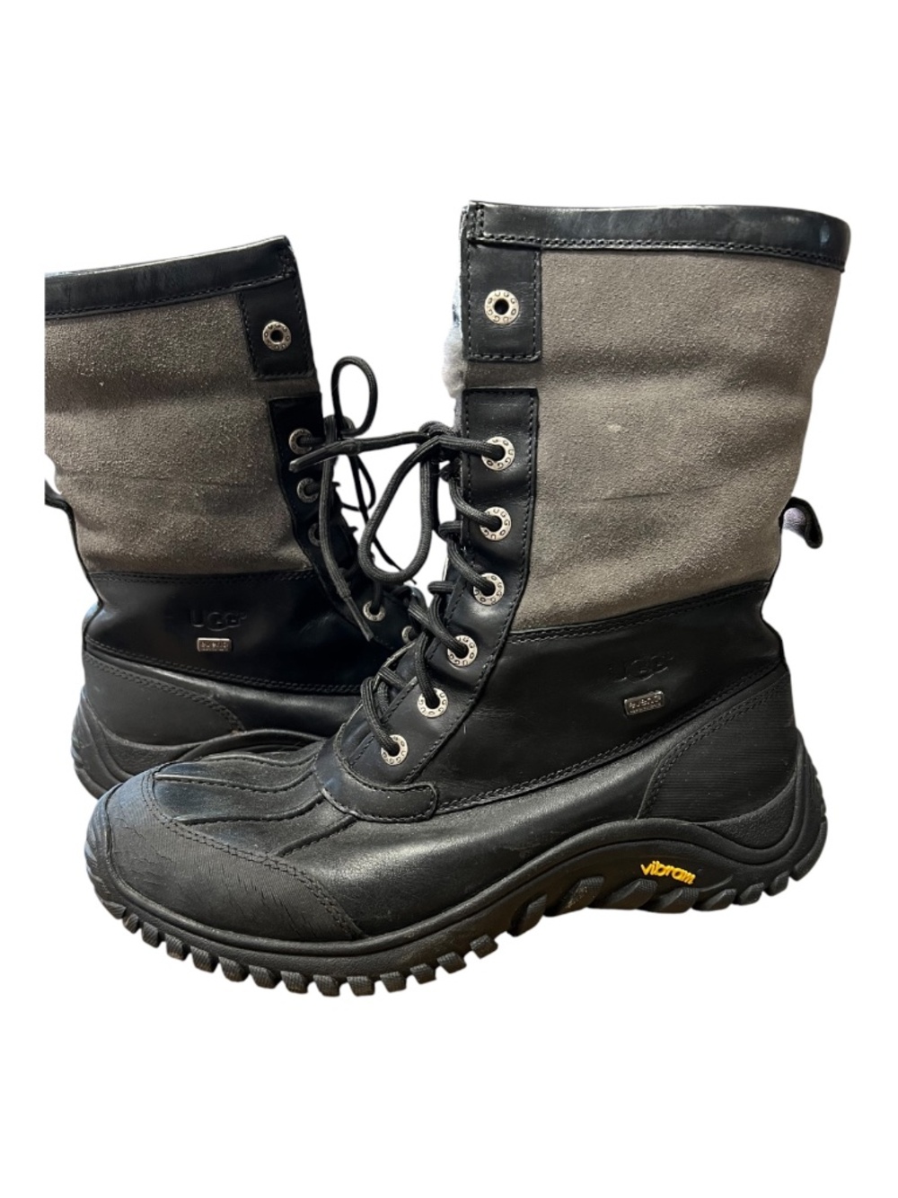 UGG Adirondack II Black & Gray Waterproof Sheepskin Boots | Size 10